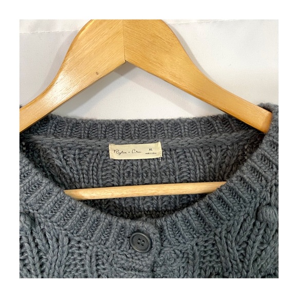 Rylee & Cru Chunky Bobble Knit Button Down Cardigan Sweater in Grey - Picture 8 of 10